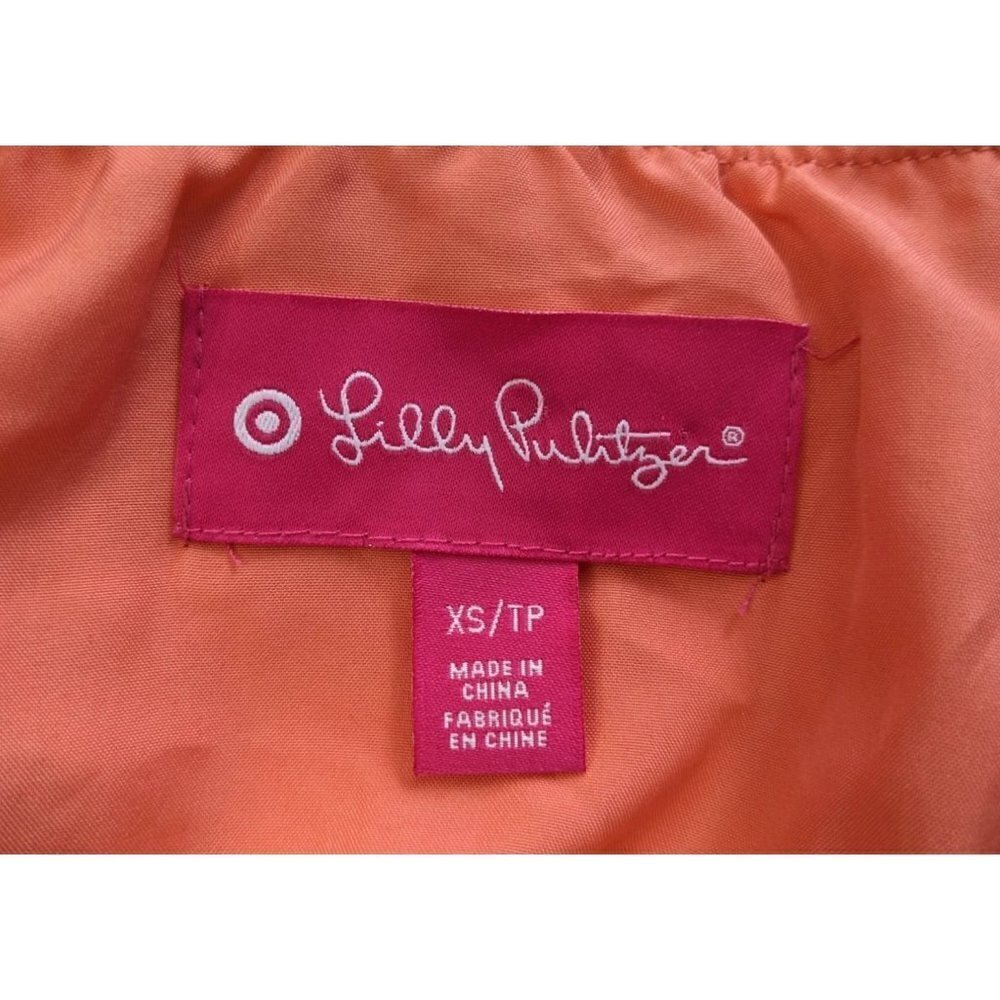 LILLY PULITZER for Target Coral Giraffing Me Crazy Satin Flounce SunDress Sz XS - Picture 5 of 8